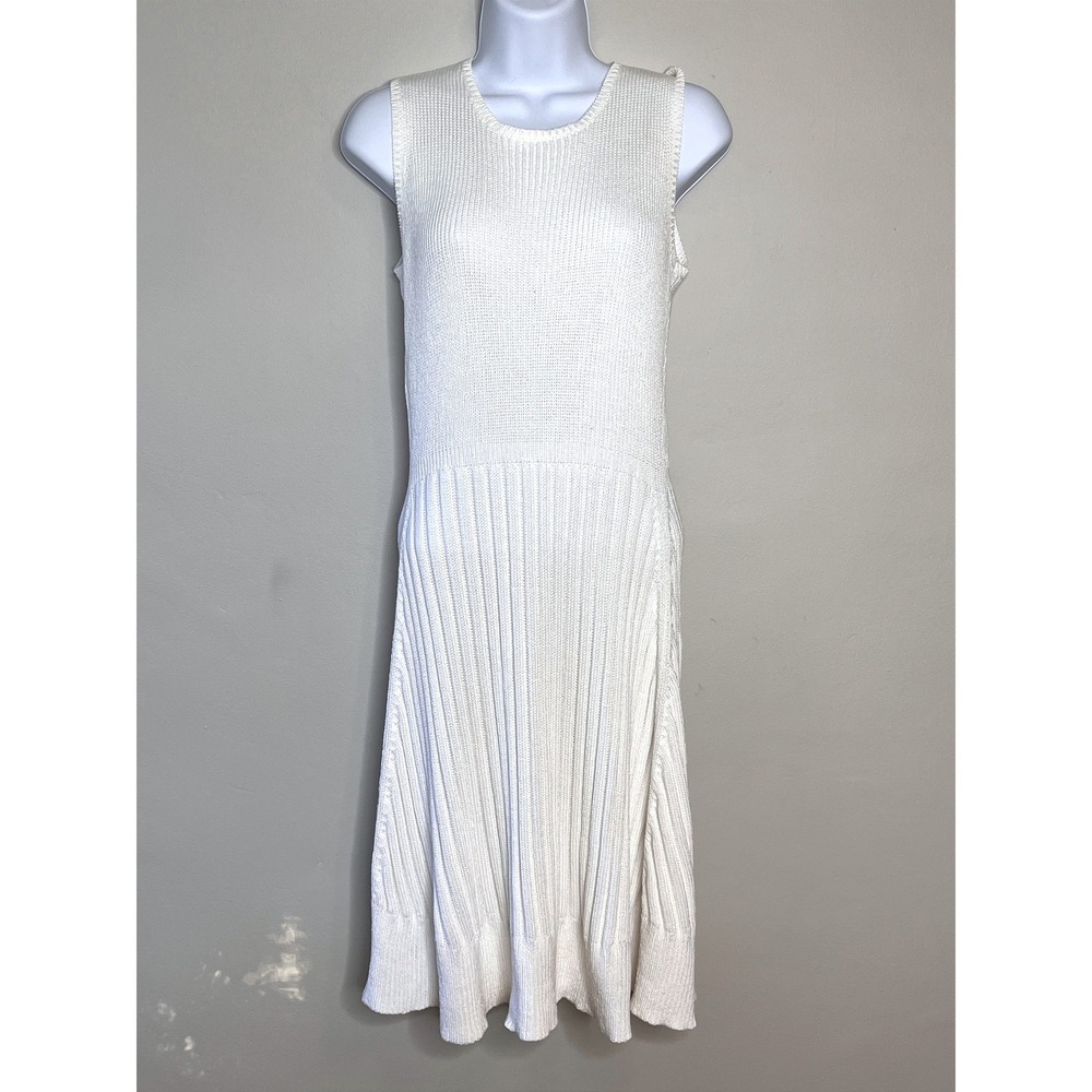 Hanley Mellon Ribbed Knit Sleeveless Sweater‎ Dress White XS Neutral Quiet Clean